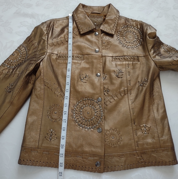 Studded leather Limited Edition jacket southwestern motif embellished - Picture 10 of 13